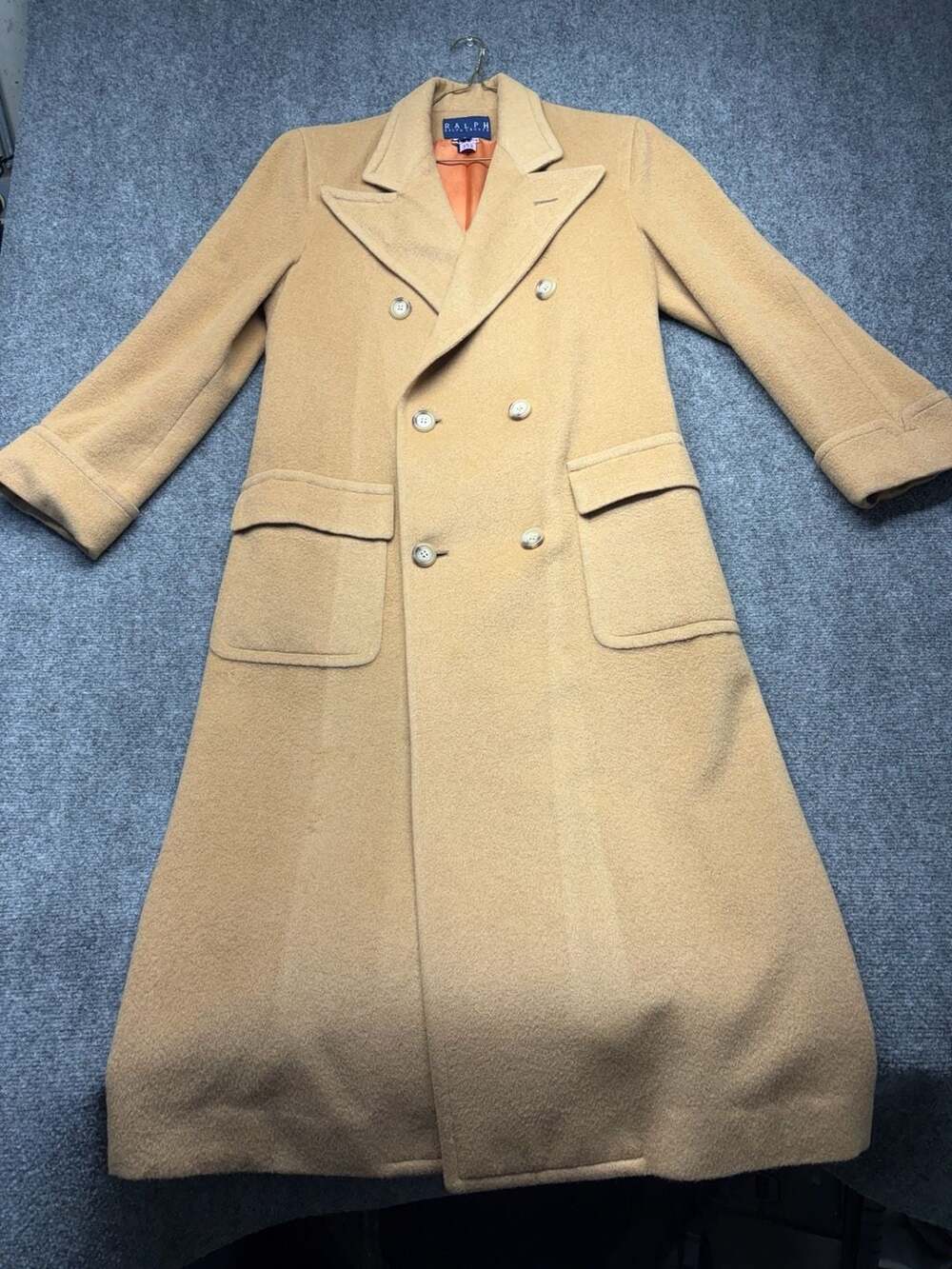 Vtg Polo Ralph Lauren overCoat womens Sz 8 Brown Camel hair Dbl Breast USA! Read